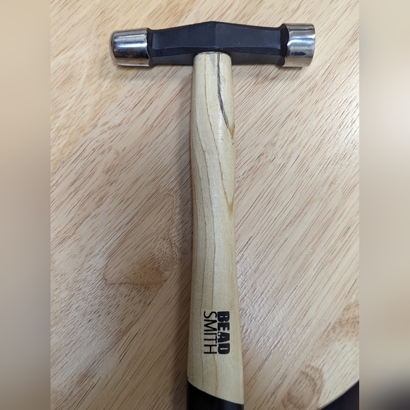 Bead Smith Artisan jewelry hammer with 12"wood handle. each side is 1.25" - Picture 1 of 3